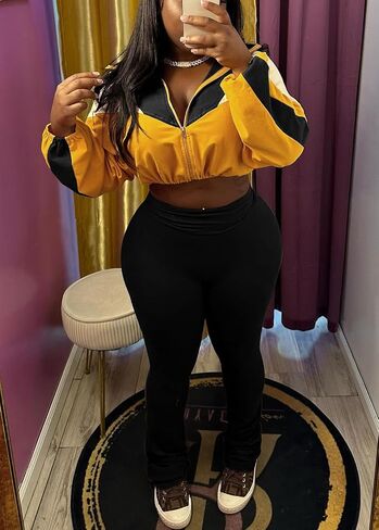 cu4eve Fall Two Piece Sets For Women 2024 Work Out Sets Gym Zip Up Cropped Jacket And Yoga Sweat Pants Track Suits in Kuwait