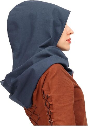 قرن قرني مقنعين في العصور الوسطى Cowl Cape Cloak قبعة الكتان الناعمة للملحقات المعرض لزيارة أزياء الهالوين in Kuwait