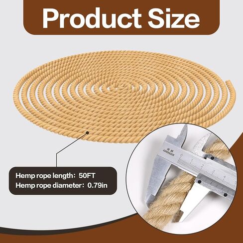 Jute Rope (1 in X 100 ft), 25mm Thick Twisted Manila Ropes,Tug of War Rope,Thick Rope Natural Heavy Duty Hemp Rope for Swing Bed, Crafts, Railing, Tug of War, Home Decorating (25mm, 100FT) in Saudi Arabia