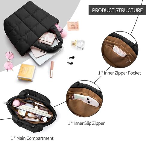 KALIDI Quilted Tote Bag Small Puffer Crossbody Bag for Women Lightweight Nylon Puffy Shoulder Handbag with Adjustable Strap in Saudi Arabia