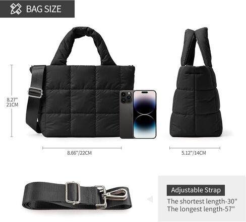 KALIDI Quilted Tote Bag Small Puffer Crossbody Bag for Women Lightweight Nylon Puffy Shoulder Handbag with Adjustable Strap in Saudi Arabia