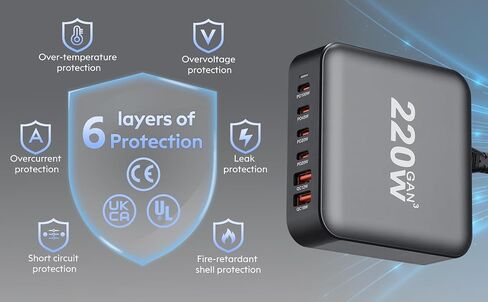 USB Charger, CIVIE High Speed 60W Multiport USB Charger 6-Port USB Desktop Charger Station Hub with PowerSmart Technology for Smartphone, iPhone, Samsung, Huawei, Ipad, Table and More in Saudi Arabia