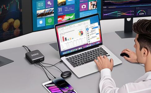 USB Charger, CIVIE High Speed 60W Multiport USB Charger 6-Port USB Desktop Charger Station Hub with PowerSmart Technology for Smartphone, iPhone, Samsung, Huawei, Ipad, Table and More in Saudi Arabia