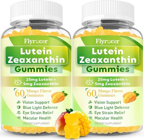 Sugar Free Lutein Gummies 25mg, Lutein and Zeaxanthin Supplements for Eye Health, 13-in-1 Eye Care Formula with Omega-3 Bilberry Saffron & Vitamins-Vision Health, Eye Strain, Dry Eyes, Vegan 60 Count in Saudi Arabia