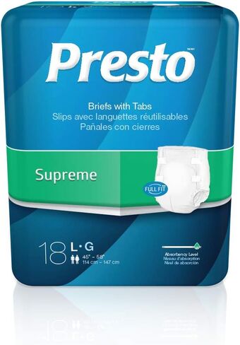 PRESTO Supreme Full Fit Incontinence Diapers/Briefs for Women and Men - Adult Diapers, Disposable, Bariatric Up to 95" Waist, 32/Case (4 Bags of 8) in Saudi Arabia