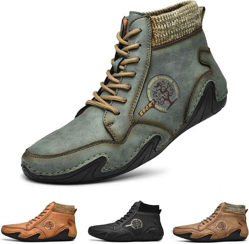 NUHEEL Mens Cotton Ankle Boots Casual Loafers Shoes Vintage Hand Stitching Comfort Driving Shoes Soft Leather Chukka Boots Breathable Lace-up Flats Oxford Shoes Anti Slip Walking Shoe for Work Office in Saudi Arabia