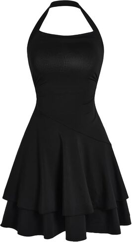 Milumia Girl's Summer Backless Halter Short Dress Sleeveless Tiered Layered Mini Dresses in Saudi Arabia