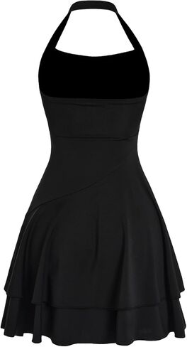 Milumia Girl's Summer Backless Halter Short Dress Sleeveless Tiered Layered Mini Dresses in Saudi Arabia