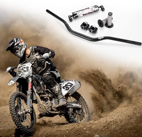 1 1/8 "28mm 7075 مقابض سبائك الألومنيوم 4 أجهزة كمبيوتر ، مع لوحة بار ， 1 1/8" قبضة عالمية ， أقواس المقود. لصالح Universal ، Dual Sport Adv Pit Dirt Bike Motocross (Black) in Kuwait