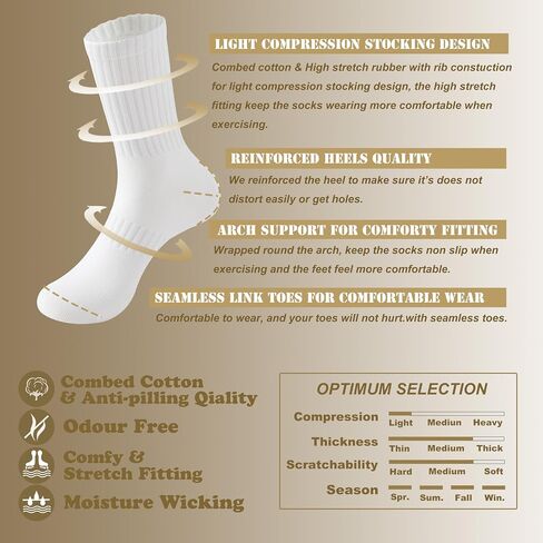 MAGIARTE Womens Athletic Cotton Crew Socks (no cushion) Moisture Wicking Breathable Sports Casual Socks for Women 3/5-PACK in Kuwait