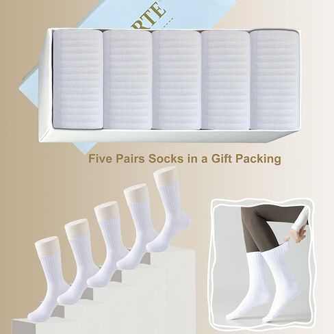 MAGIARTE Womens Athletic Cotton Crew Socks (no cushion) Moisture Wicking Breathable Sports Casual Socks for Women 3/5-PACK in Kuwait