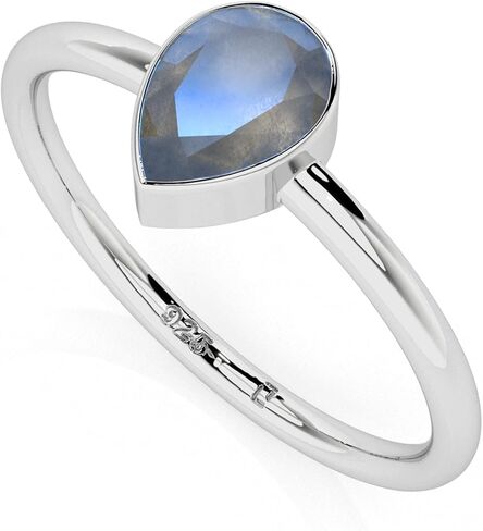 Natural Labradorite Stackable Ring for Women in Sterling Silver, November Birthstone Jewelry Gifts for Her (Round, Oval, Pear) in Saudi Arabia