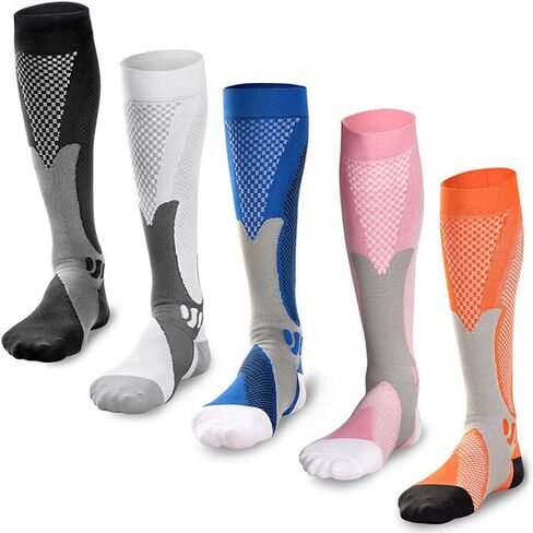 5 Pairs Compression Socks for Men Women 20-30 mmHg for Running Nurses Flight Pregnancy Christmas Gift in Saudi Arabia