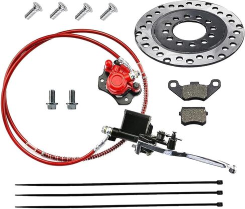 PRO BAT Rear Hydraulic Disc Brake System Caliper Rotor Left Hand Brake Lever Assembly for 50cc 70cc 90cc 110cc 125cc TaoTao Buyang Coolsport Sunl Chinese Quad Dirt Bike ATV Buggy (Black) in Saudi Arabia