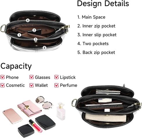 Genuine Leather Women Shoulder Bag Small Crossbody Bags Purse Mini Casual Hobo Lady Handbags and Purses Messenger Satchel in Saudi Arabia