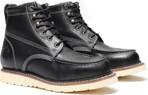 Bonanza Boots Frontier Plus 6" Work Boots for Men - Premium Leather Moc Toe, Non-safety Toe Boots with Light-weight, Slip & Oil Resistant High Abrasion Rubber Wedge Outsole in Kuwait