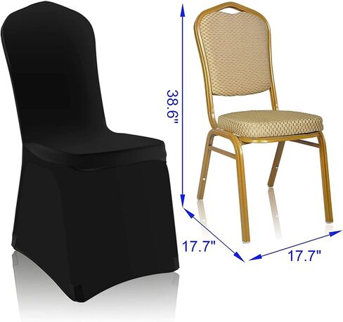 EMART Black Chair Covers 50 Pcs Spandex Stretch Universal Standard Seat Slipcovers Fitted for Wedding Bulk, Party, Banquet and Holidays Celebration in Saudi Arabia