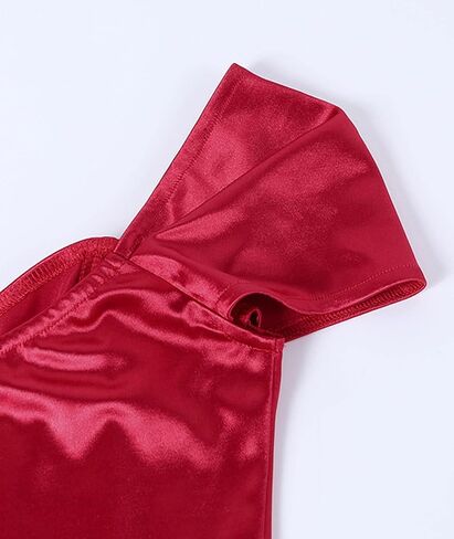 xxxiticat Women’s Off Shoulder Corset Top Short Sleeve Satin Silk Bustier Crop Top Bodycon Slim Fit Fashion T-Shirt in Saudi Arabia