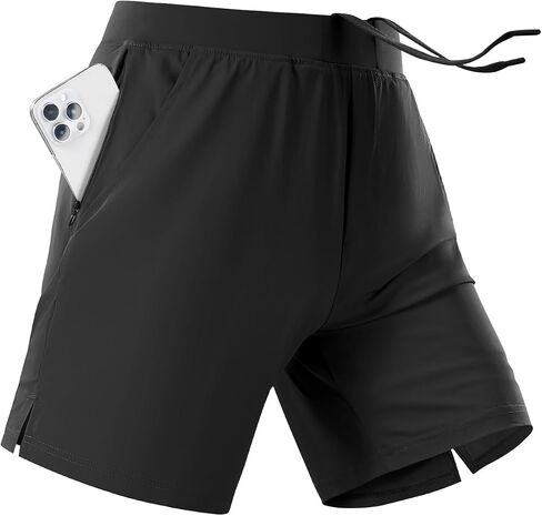 Mens Athletic Workout Shorts 7 inch Quick Dry Gym Short with Pockets, Exercise Running Sports Tennis Shorts in Saudi Arabia