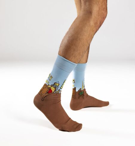 Hot Sox Men's Famous Artist Series Novelty Crew Socks, Wave (Blue/Navy), Shoe Size: 6-12,sock size: 10-13 in Saudi Arabia