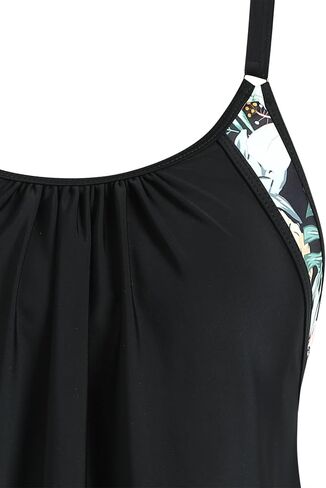 Zaful من قطعتين من Tankini Swimsuit للنساء السيطرة على بدلة السباحة مع شورت الصبي Blouson ملابس السباحة in Saudi Arabia