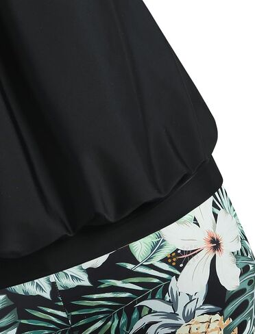 Zaful من قطعتين من Tankini Swimsuit للنساء السيطرة على بدلة السباحة مع شورت الصبي Blouson ملابس السباحة in Saudi Arabia