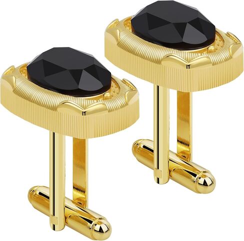 Gold Cufflinks for Men, TAIGRAMA Black Purple Green Red Crystal Cuff Links Mens as Wedding Business Birthday Gift for Groom Father Husband Boyfriend in Saudi Arabia