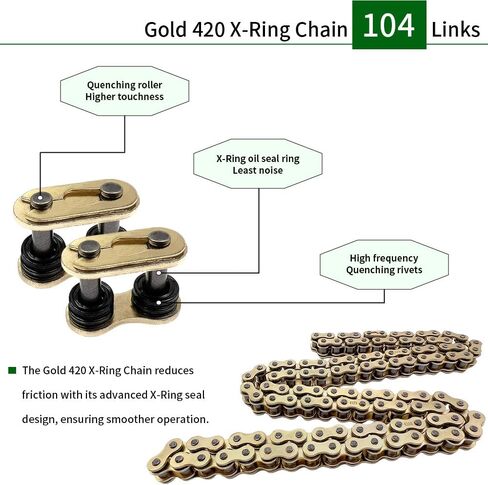 Gold 420 X-Ring Chain 120 Links - Universal Fit for Kawasaki, Honda in Saudi Arabia