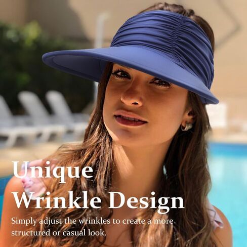 DRESHOW Women Visor Sun Hat Wide Brim Hat Adjustable Foldable Ponytail Beach Hat Summer UV Protection Outdoor Cap UPF 50+ in Saudi Arabia