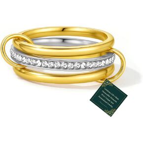 Chunky Gold and Silver Statement Rings Set for Women Gold Stackable Knot Rings Non Tarnish Vintage Gold Cubic Zirconia Ring Trendy Costume Jewelry in Kuwait