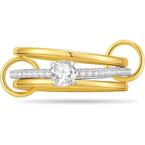 Engagement Stackable Rings for Women Non Tarnish Gold - Cubic Zirconia Promise Rings for Her - Dainty Solitaire Statement Ring Everyday Wear Multi Interlocking Band