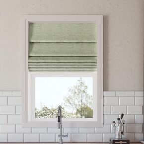 Sun Zero Seraphina Textured 100% Blackout Cordless Roman Shade, 29" x 64", Sage Green