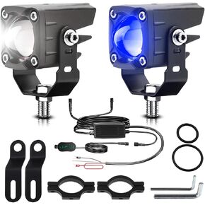 Windance 2pcs 24W Auxiliary LED Driving Spotlight Foglight Work Lights High Low Beam White Yellow DRL Super Bright for Motorcycle Scooter ATV UTV Tractor Truck Boat (Red)