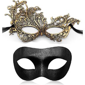 Couple Masquerade Mask for Women Men Venetian Mask Halloween Mask for Party Prom Ball Costume Lace Masks