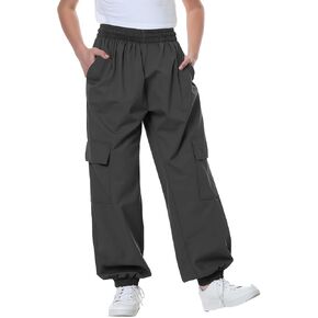 Flygo Boys Cargo Joggers Pants Quick Dry Hiking Pants Lightweight Outdoor Water-Resistant Athletic Track Trousers