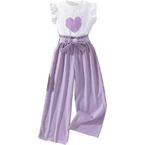 Oyoangle Girl's 2 قطعة صيفية للقميص قميص Tee Shirt و Bow Bowtred Strained Leg Set