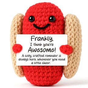 Funny Positive Gifts for Women Men- Emotional Encouragement Support Cheer Up Graduation Gifts for Her Him Cute Stuff Handmade Crochet Animals for Girl Friends Birthday Inspirational Gift Potato Pickle