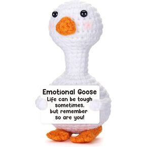 Mini Goose Emotional Message Support Positive Crochet Animal Mental Health Get Well Gifts, College Graduation Gifts for Her, Thinking of You After Surgery Recovery Gift Office Desk Goose Pickle Potato