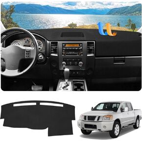 FIILINES Dash Cover for 2004-2012 Nissan Titan (Without Cutout for Navi/Sensor), Dashboard Mat Accessories Dash Cover Sunshade Nonslip Mesh Protector No Glare Black