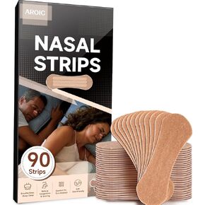 aroic 90 pcs شرائط الأنف ، شرائط أنف واسعة إضافية للتنفس ، تعزيز الدعوى للزيوت المقاومة لللاصق للنوم ، الشخير والأداء الرياضي (الاستخدام النهاري/الليلي)