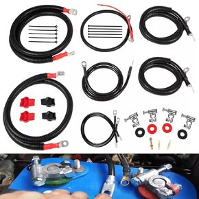790 Battery Cables Replacement Kit Compatible with Dodge RAM Truck Gen 3 2003-2007 Cummins 5.9L Diesel Engine 2/0 Wire with 90 Degree Bend at Starter Straight Starter Lug, Replacement #790a.