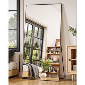 71"x28" Full Length Mirror with Stand, Wall Mounted Full Body Mirror with Nano Glass, Standing Hanging or Leaning Against Wall, Floor Mirror for Living Room, Bedroom, Black