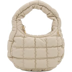 FashionPuzzle Mini Quilted Soft PU Leather Crescent Puffer Crossbody Evening Bag