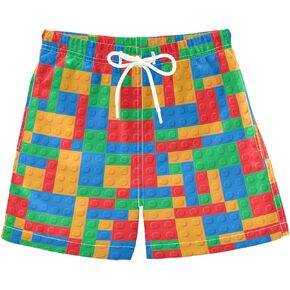 Kigai Boy Swim Trunks Blocks Colorfullith Summer Beach Swimsuit Swimsuit بدلة السباحة ، 2-6T
