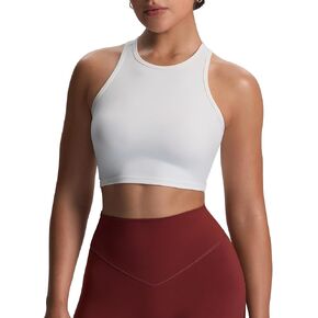 Aoxjox Women's Workout Sleeveless Tank Tops Crew Neck Racer Back Baby Tee Breathable Without Padded Gym Yoga Crop Top in Saudi Arabia