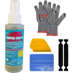 II 4 oz Vinyl Application Fluid for Bubble-Free Graphics Installation, Ideal for Time-Sensitive Projects and Challenging Environments w/Blue Squeegee, 2 Felts, Gloves and Yellow Detailer