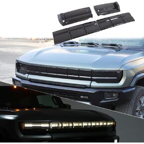 for Hummer EV Accessories Headlight Cover Smoked Front Head lights Lamp Cover Guard Trim for 2023 2024 2025+ Truck SUV Hummer EV Front Headlight Cover Smoked Decoration Kit (SUV&Pickup/Smoke Black)