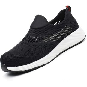 ORISTACO Steel Toe Shoes Mens, Slip on Lightweight Summer Breathable Safety Industrial Construction Work Sneakers