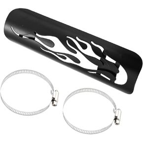 1Set Universal Motorcycle Exhaust Heat Shield Pipe Shield Exhaust Guard Muffler Protector for Harley Flame Black Automotive Parts