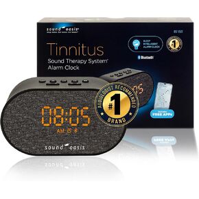 SOUND OASIS® Bluetooth Tinnitus Sound Therapy System® Clock-النوم بشكل أفضل ، وإدارة وقناع الطنين ، و 30 صوتًا مدمجًا للإغاثة من طنين الأذن ، والإضاءة الصديقة للنوم ، وسهولة السفر (BST-150T)